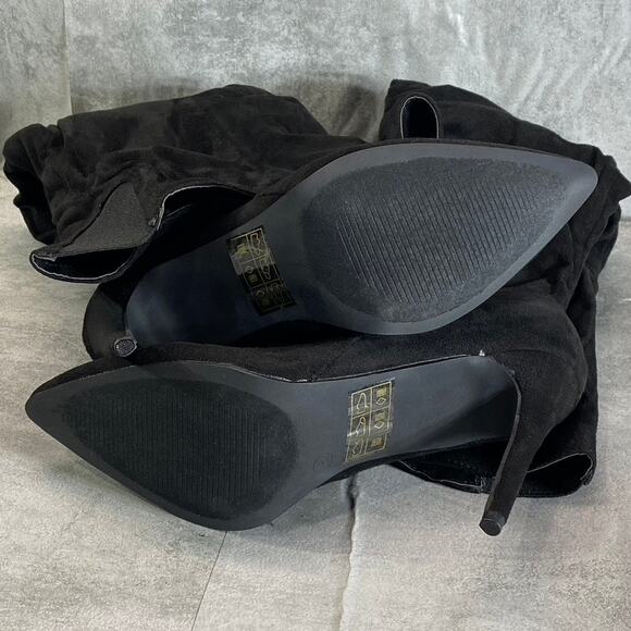 JOURNEE COLLECTION Women's Wide Calf Black Fantasia Over-The-Knee Stiletto Boots - Picture 7 of 10